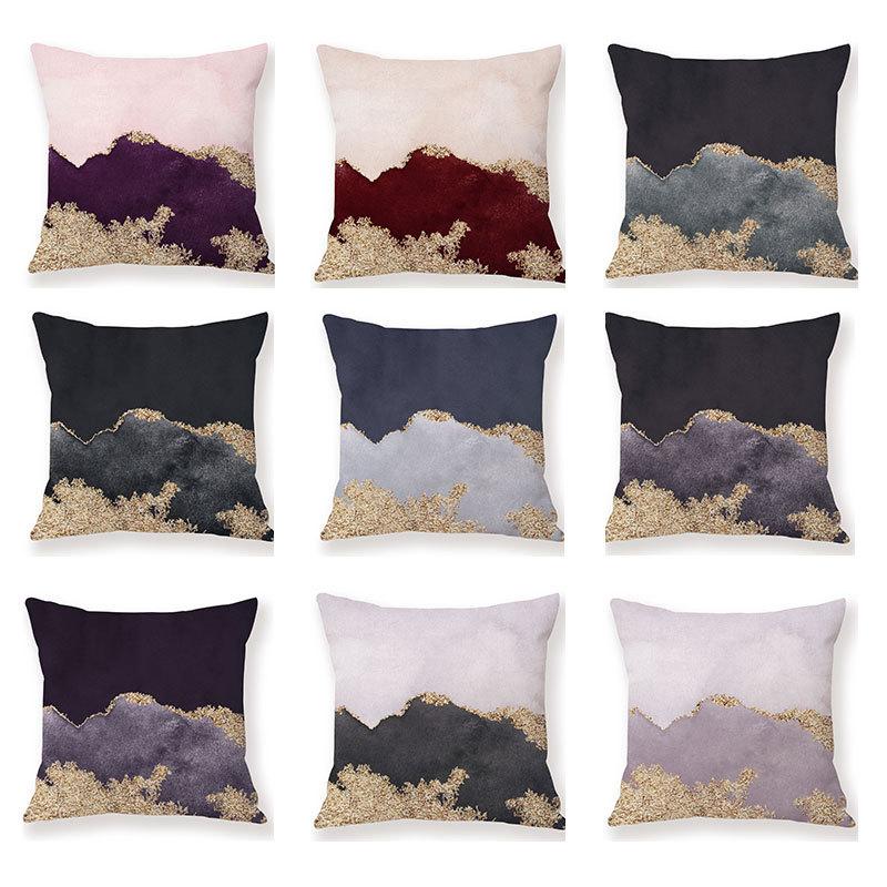 Watercolor Ins Wind Flashing Plush Pillowcase Contrasting Color Creative Model Room Decoration Pillow Car Sofa