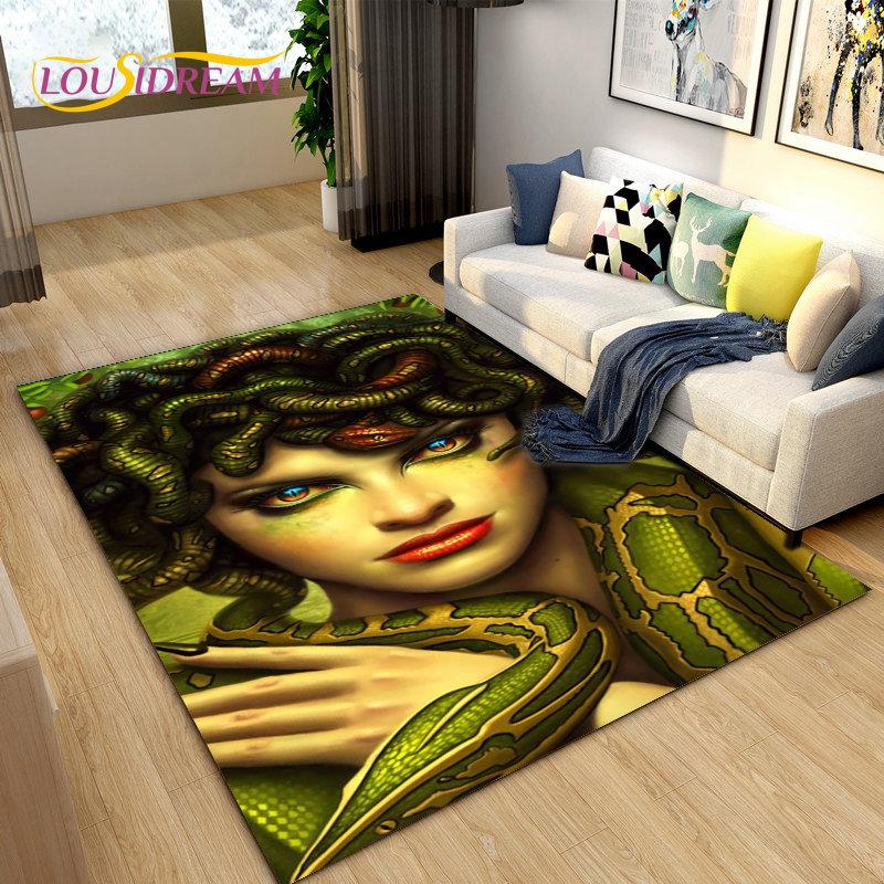 3D Medusa Snake Gorgon Area Rug Large,Carpet Rug for Living Room Bedroom Sofa Doormat Decoration,kids Play Non-slip Floor Mat