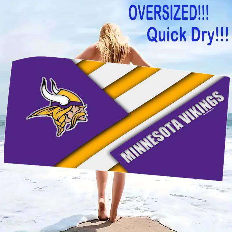 Minnesota Vikings Print Beach Towel, Large Soft Quick Dry Towel for Beach Camping Swimming