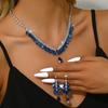 3PC Women's Fashion Zircon Water Drop Necklace Earrings Zircon Set Design Sense Wedding Party Festival Gift-8553