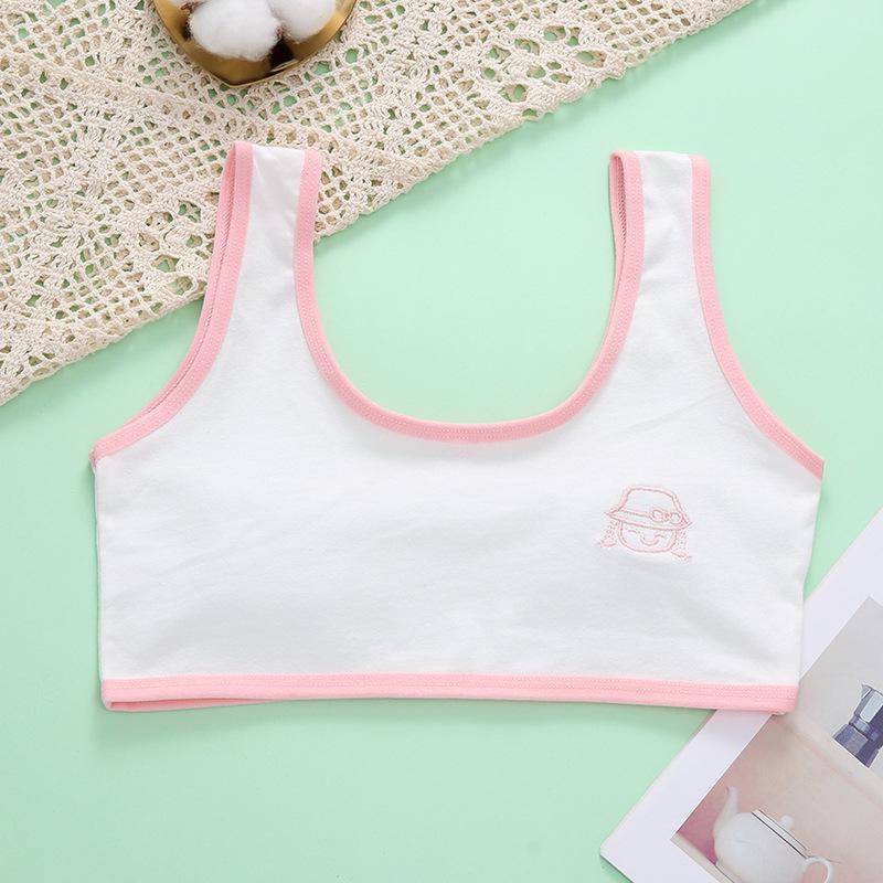 Girls' Pure Cotton Tank Top & Bra Set for Ages 9-13