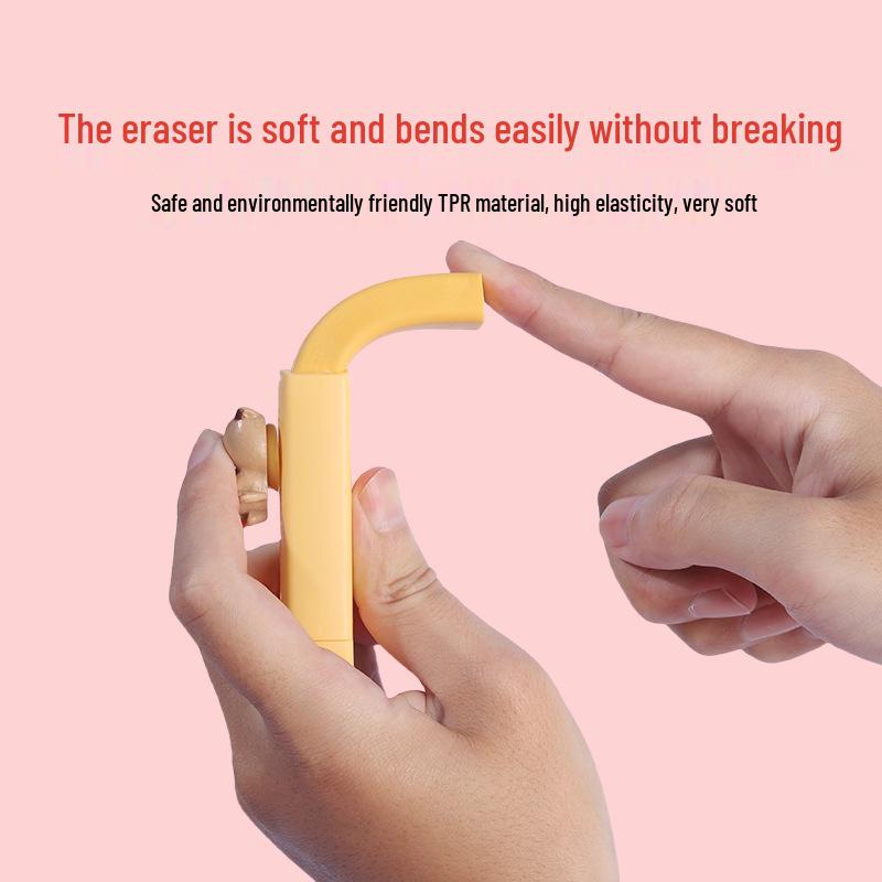 Cute Cartoon Push-Pull Eraser for Kids with Retractable Shell and Replaceable Core