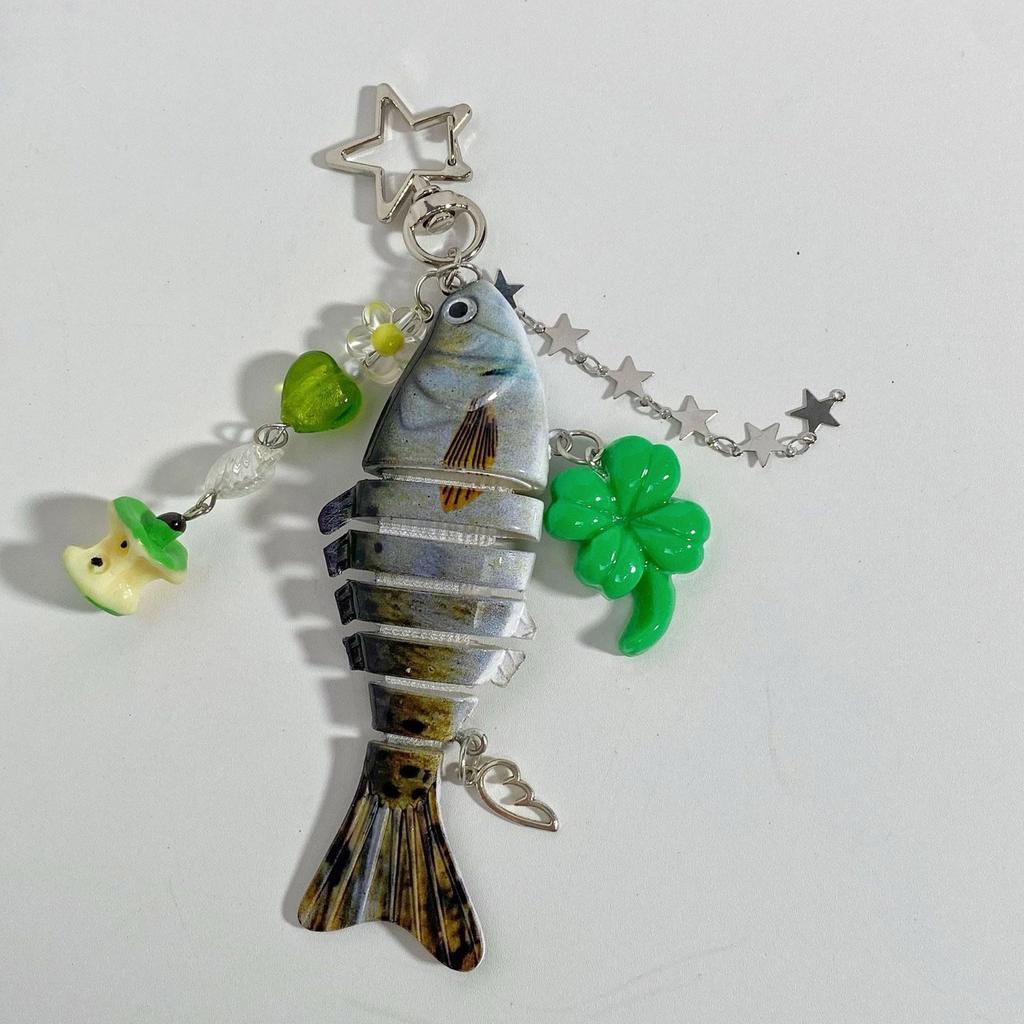 Creative Angler Gift Keychain Detailed Fish Imitation Design Sturdy Resin Key Ring Creative Fishing Key Accessories