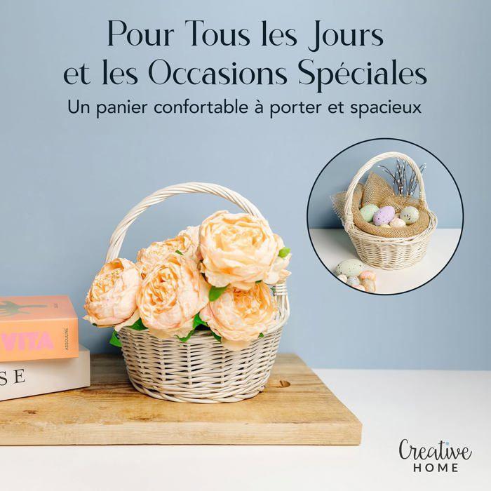 Creative Home Petit Panier de Pâques en Osier Blanc | 22 x 22 x 26 cm (+-- 2 cm) | Tissé à la main | Panier fruits