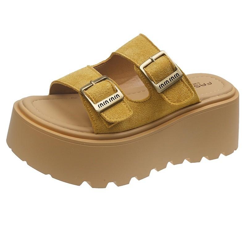 Thick Metal Buckle Soled Summer Women Slippers For Wear Daily