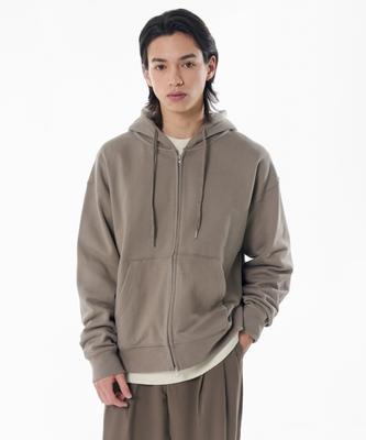 Heavyweight Oversized Hooded Sweat Zip-Up [Dusty Beige]