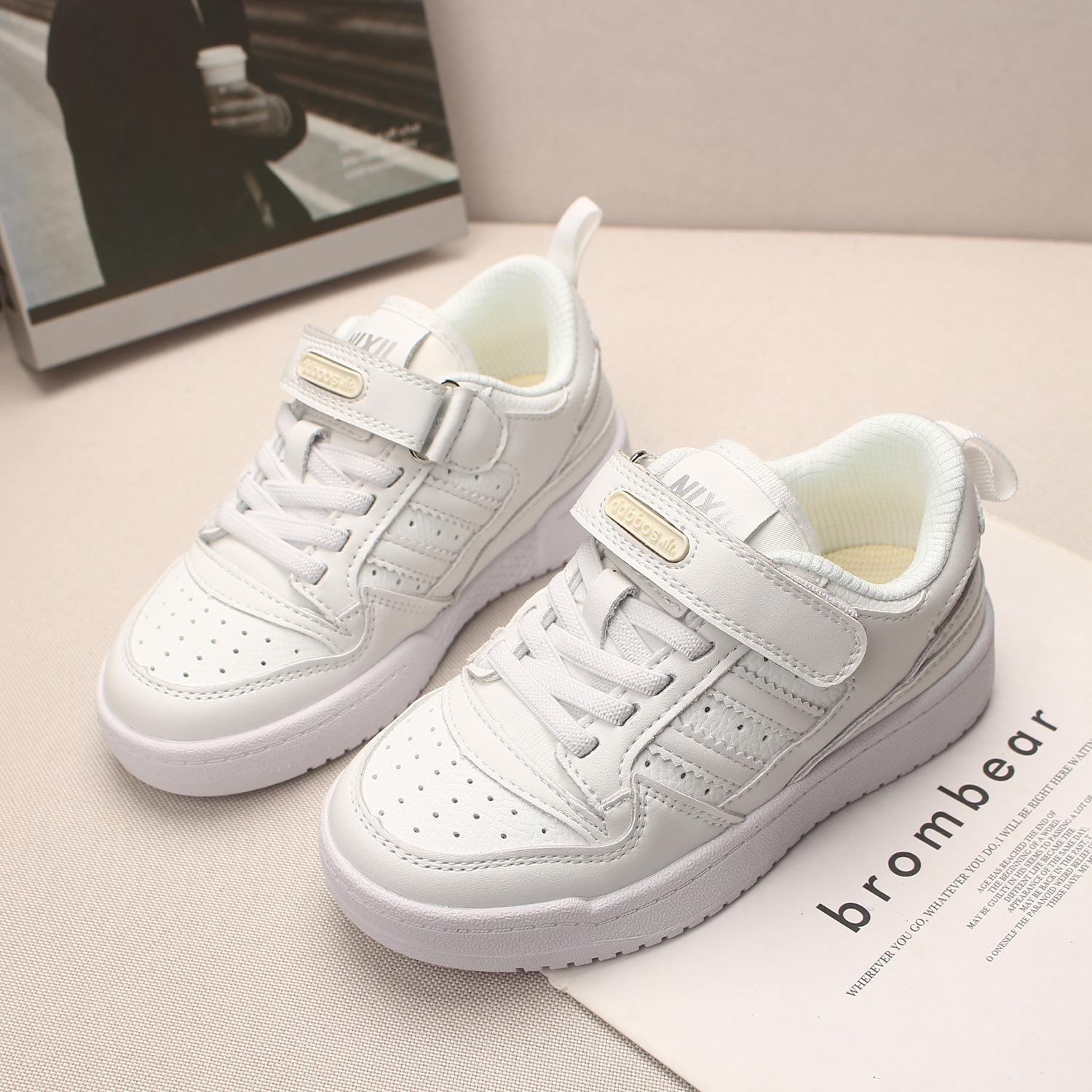 2026 Spring New Arrival Kids Skate Shoes - Boys & Girls White Casual Sports Sneakers for Medium and Large Children. 26-30, min 5 pairs