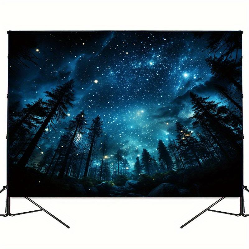 Galaxie-Fotohintergrund Sternennachtwald mit tiefblauem Nachthimmel, leuchtenden Sternen, funkelndem, strapazierfähigem Wandbild für Partys