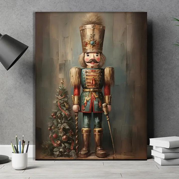 

Retro Nutcracker Christmas Wooden Frame Canvas Wall Art 30*40cm Canvas