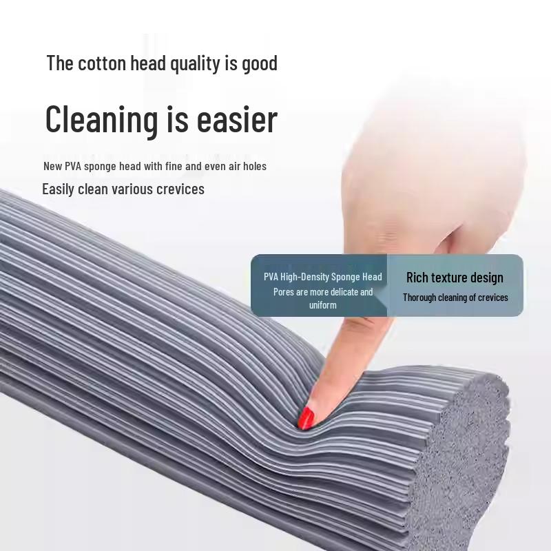 Large Absorbent Sponge Mop with Stainless Steel Handle - No-Hand-Wash Design