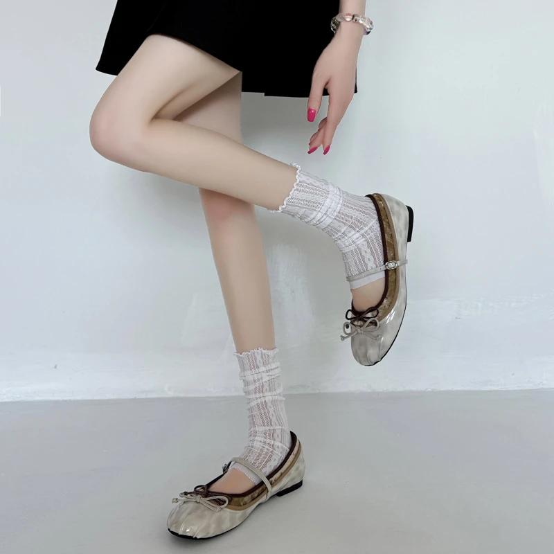 Designer Silvery Women Flats Shoes Concise Round Toe Eelgant Soft Sole Mary Jane Shoes