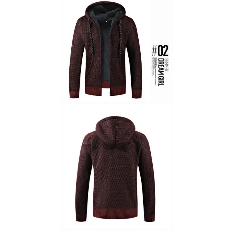 Herren S Einfarbig Langarm Kapuzen Fleece Strickjacke Pullover Für Teenager
