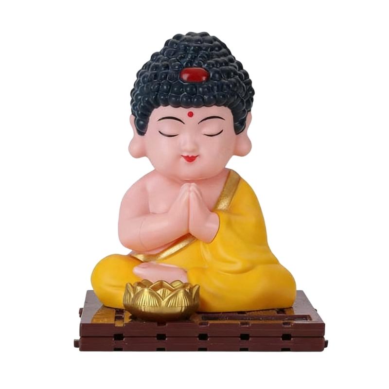 

Easy to Install Solar Powered Buddhas Head Figure Nodding Dashboard Decoration Ornament ABS Materials Quiet Spiritual 1