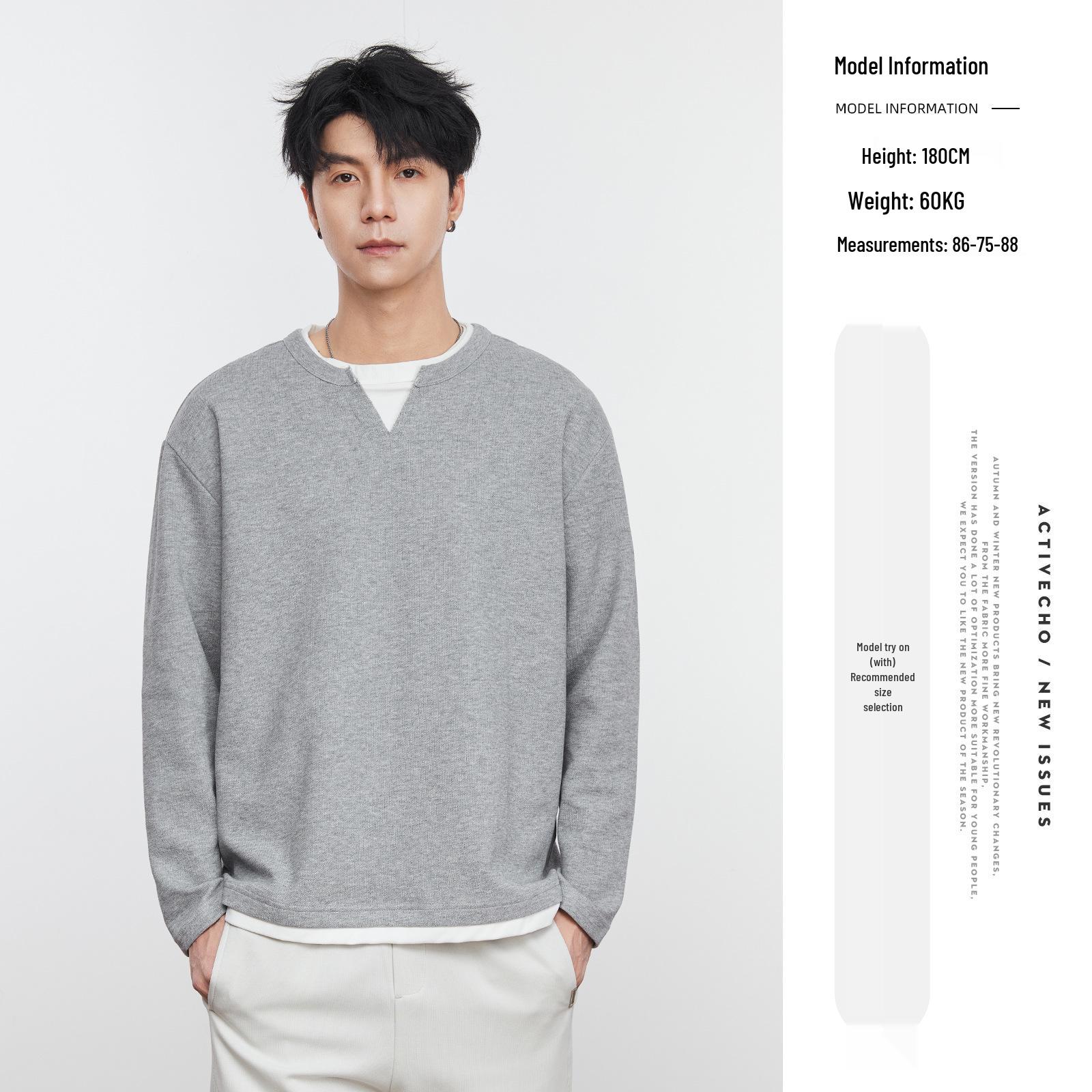 

Также Толстовка мужская многослойная с V-образным вырезом и длинными рукавами, весна 2025, свободный пуловер, легкий зрелый стиль M