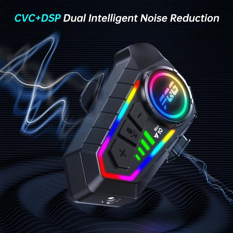 1/2pcs Bluetooth 6.0 Motorcycle Intercom Helmet Headset Waterproof with LED Lighting Effect Supports Third-Party Connection
