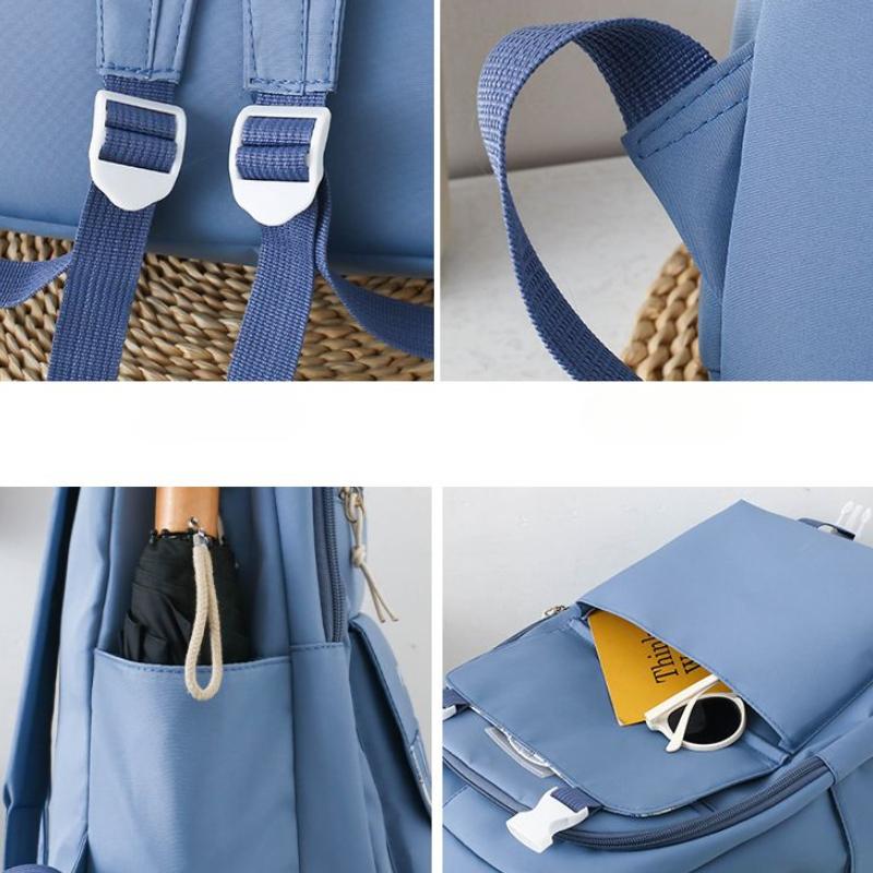 4 Pcs Large Capacity Versatile Nylon Cloth Backpack for Junior High School Students Bag Elementary School Students, Fresh and Versatile Backpacks