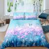 Lavender King Queen Duvet Cover Purple Flower Butterfly Bedding Set Abstract Marble Floral Comforter Cover Polyester Quilt Cover