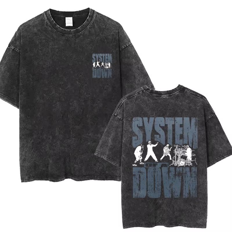System of A Down Toxicity Album Graphic Washed Tshirt Unisex Women Rock Oversized T Shirts Unisex Vintage Alternative Metal Tshirts