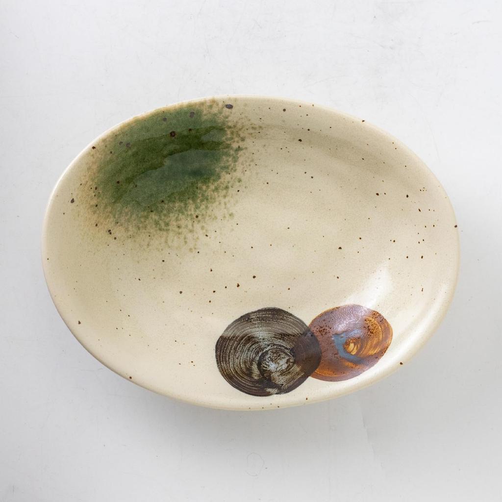 Marusan Kondo Mino Ware Fave 240cm Deep Oribe Blown Plate,