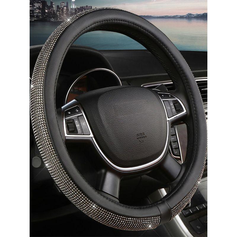 Car Steering Wheel Cover Universal Grip Cover Suitable for Four Seasons Summer Non-Slip Sweat-Absorbent Cute South Korea Fashion Rhinestone Diamond
