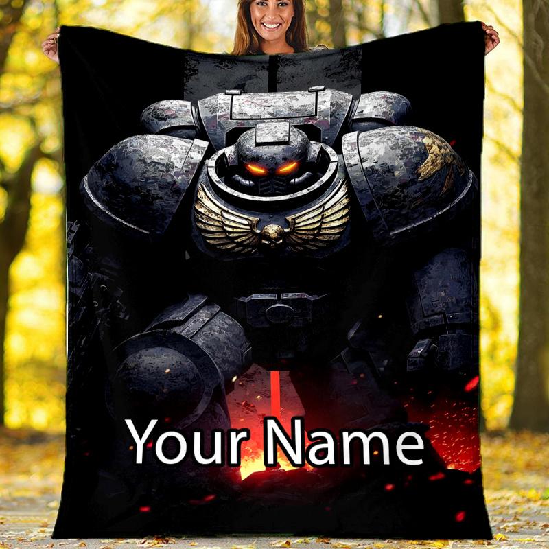 Custom Name Warhammer 40K Theme Printed Blanket - Perfect for Couch, Bed, Travel & Outdoor Use | Machine Washable, Cozy & Durable.
