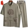 Elderly Men's Chinese Style Summer Cotton Linen Tang Suit Set