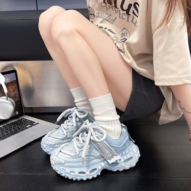 

2024 Autumn New Sneakers for Girls Korean Style Soft Comfortable Casual Anti-slippery Sweet Bowtie Sports Shoes 35 синий