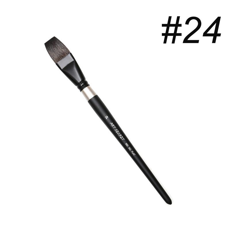 

Кисть с плоской головкой из беличьего волоса 1 шт., художественные кисти для рисования, принадлежности для акварели, гуаши, акрила #24 чёрный
