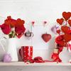 12 Pcs Valentine's Day Heart Picks Red Love Bowknot Heart Shaped Flower Stems Floral Fairy Wand Sticks for Valentine Wedding Anniversary Mother's Day