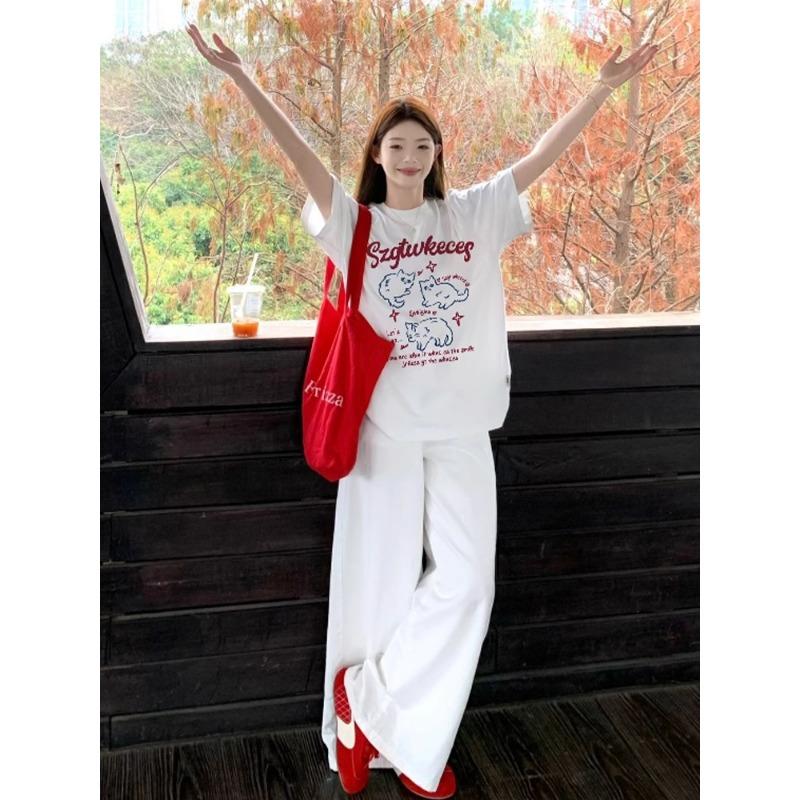 Summer Loose Casual Harajuku Style Short Sleeve Top Women Cotton Simple All-match Pullover T-shirt Fashion Tee