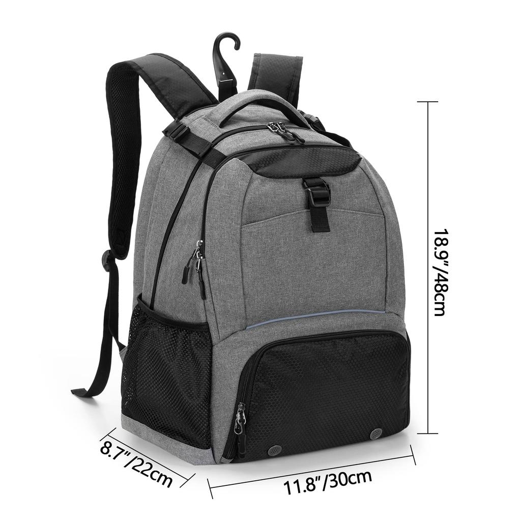 DSLEAF Tennistasche für 2, Tennisrucksack mit Schuhaufbewahrung, Tennisrucksack, große Kapazität, Schlägertasche, Tennisrucksack (Grau)