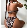 Imprimat leopard Decupat Halter Costum de baie pentru femei Costum de baie dintr-o bucată Monokini pentru femeie cu picior înalt Costum de baie pentru baie
