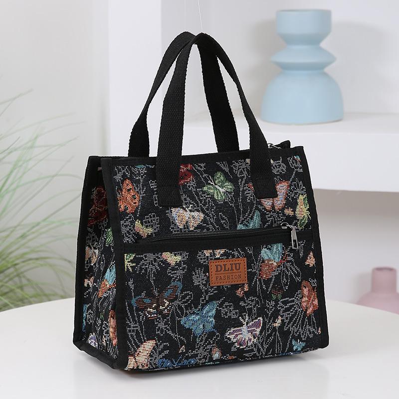 Knitted Jacquard Thickened Fabric Handbag, Carrying Lunch Box Organizer Bag, Bento Bag to Work