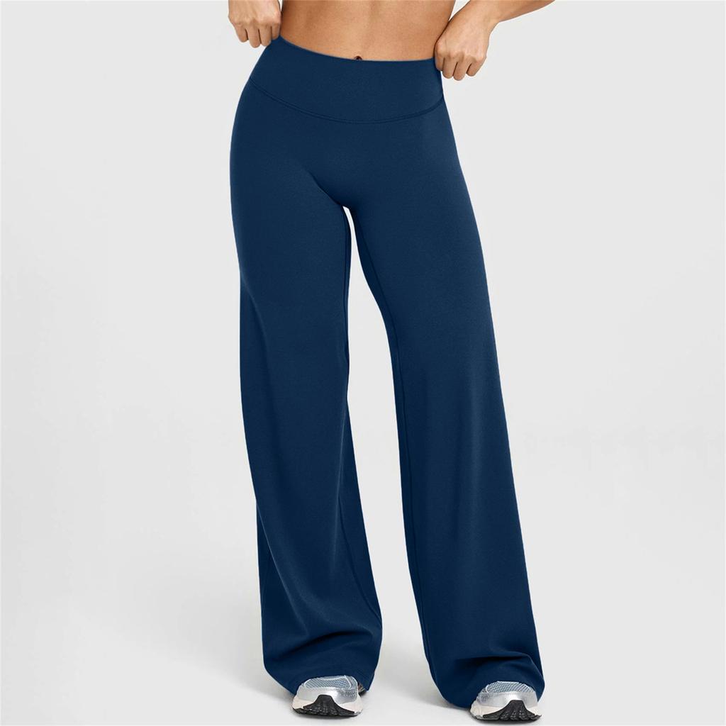 Women's High-Waist Flare Loose-Fit Straight Yoga Pants For Outdoor Sports