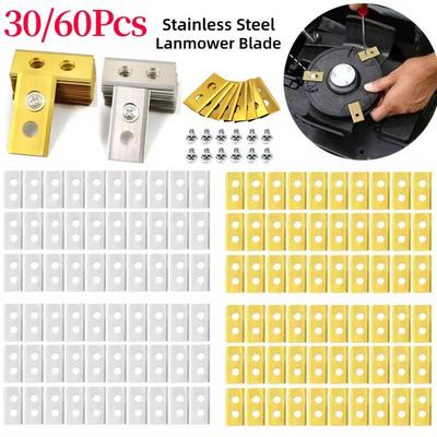 30/60pcs Grass Cutter Blades Lawn Robot Blade Stainless Steel Lawn Mover Cutting Blade With Screw Replacement For Worx Landroid