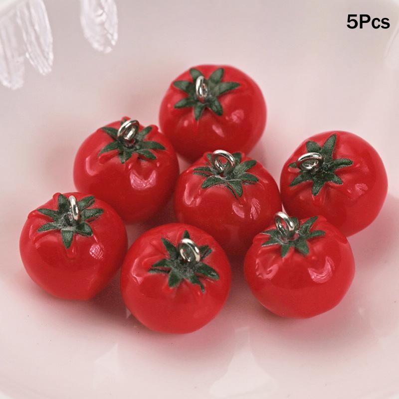 3D Simulated Fruit Resin Pendants 5Pcs Fun Fruit Charms for DIY Party Favors Earring Bracelet Jewelry Making Crafts