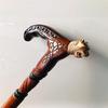 Handcrafted Tiger Head Walking Cane: Luxury Brass Wooden Stick