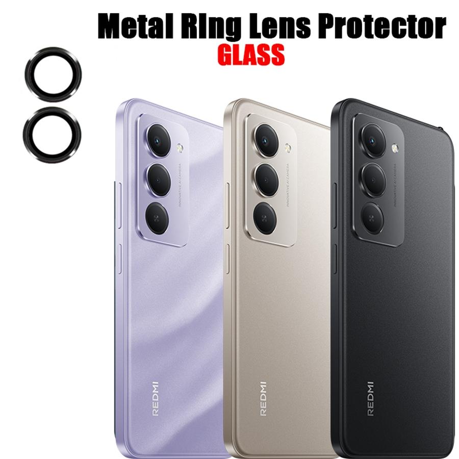 2PCS Black Metal Ring+Tempered Glass Camera Lens Protector for Redmi 15 15C 4G/5G Camera Tempered Glass Film