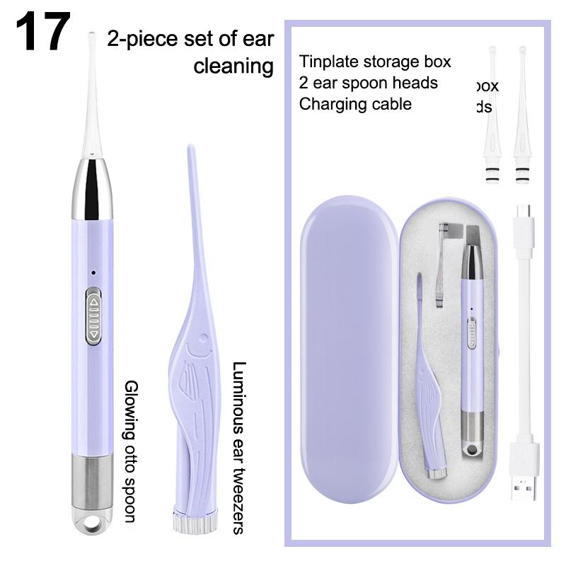 Baby Ear Cleaner Set with LED Flash Light Soft Ear Picks Ear Wax Curette Picker Ear Cleaning Tool for Safe Ear Wax Removal