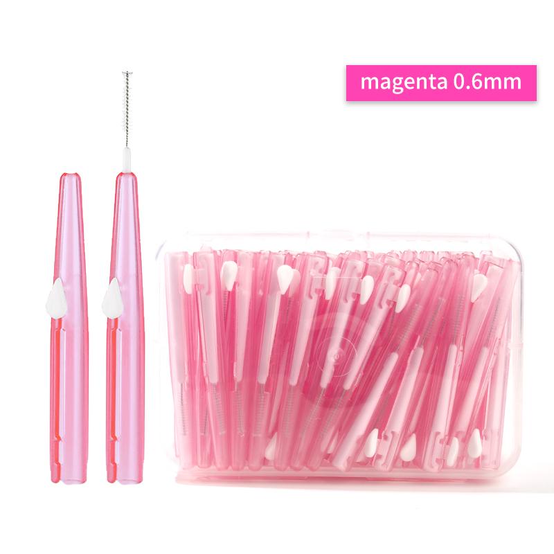60 Pcs/Box Toothpick Dental Interdental Brush 0.6-1.5Mm Cleaning Between Teeth Oral Care Orthodontic  I Shape Tooth Floss