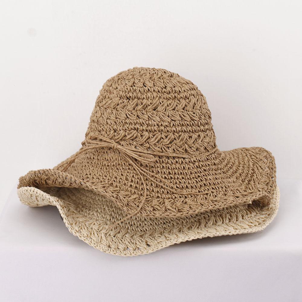 2025 Girl New fashion Style bucket hat wheat style Foldable Sun Crochet Hat For Beach Travel And Vacation handmade straw hat