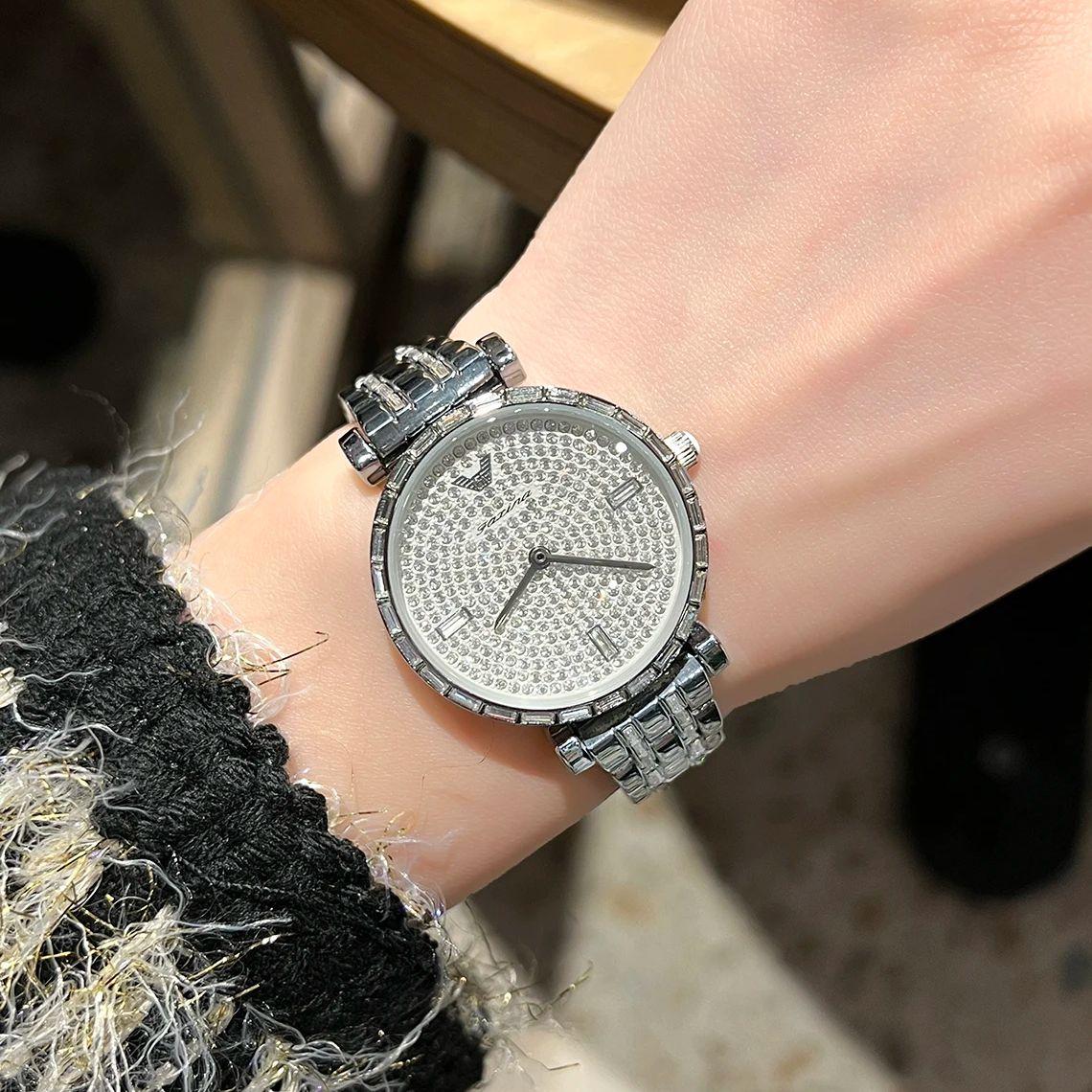 

lady quartz watch full diamond plate decoration Yes белый