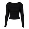 European and American women's clothing American Spice Girls style autumn new solid color square neck long sleeve tight inside bottoming shirt top