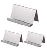 Set of 3 Stainless Steel Business Card Stands, Desktop Card Holders for Shop Cards (01 Silver)