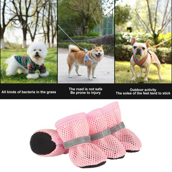 4Pcs Dog Shoes Breathable Pet Shoes Outdoor Dog Booties Summer Hot Pavement Dog Paw Protectors for Walking Hiking Running