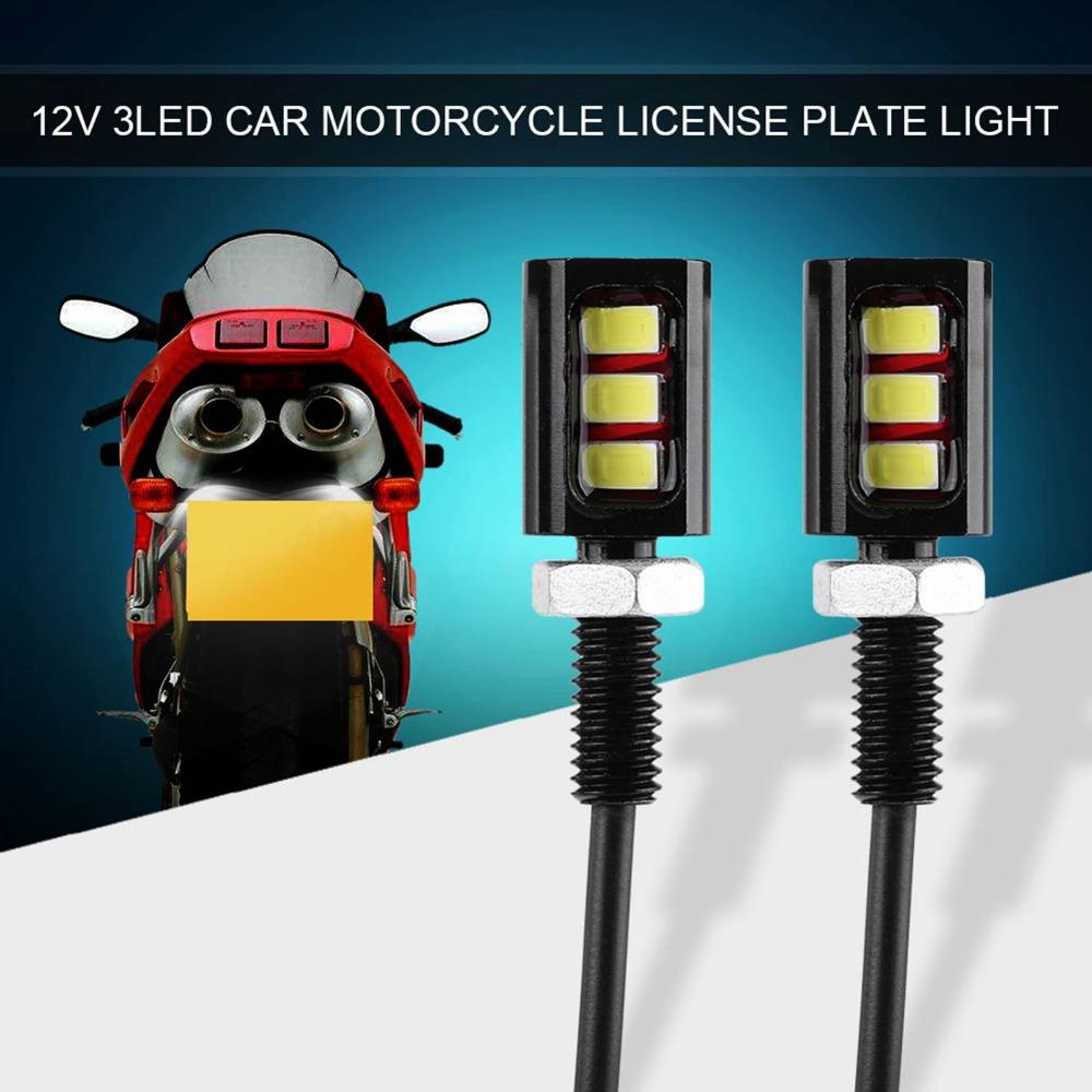 2Pcs Screw Bolt Mount Motorcycle License Light 12V Voltage Car License Light  For Car