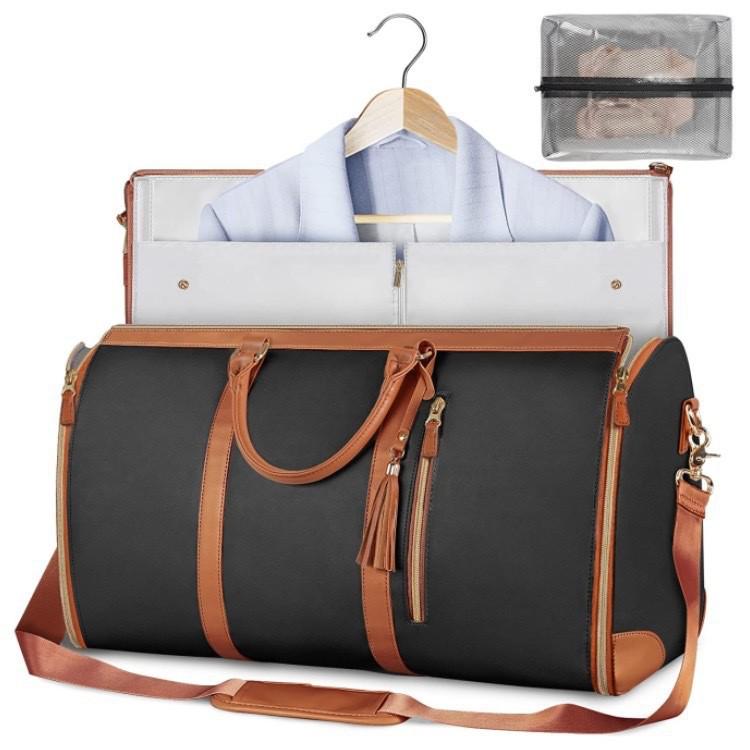 Versatile Women's Folding Travel Suit Bag: Multi-Function PU Storage with Large Capacity & Portability
