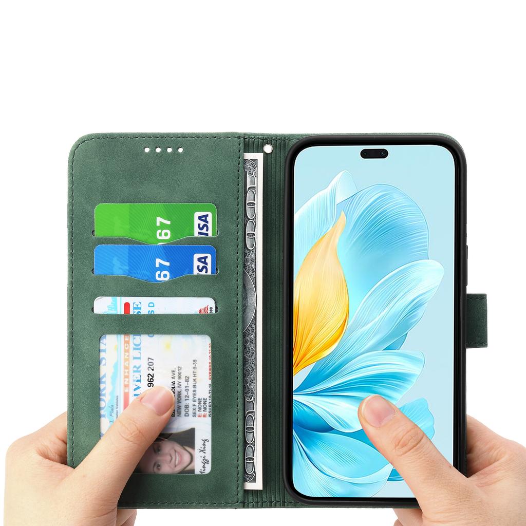 DIERFENG DF-03 For Honor 300 Leather Case Lines Imprint Wallet Phone Cover