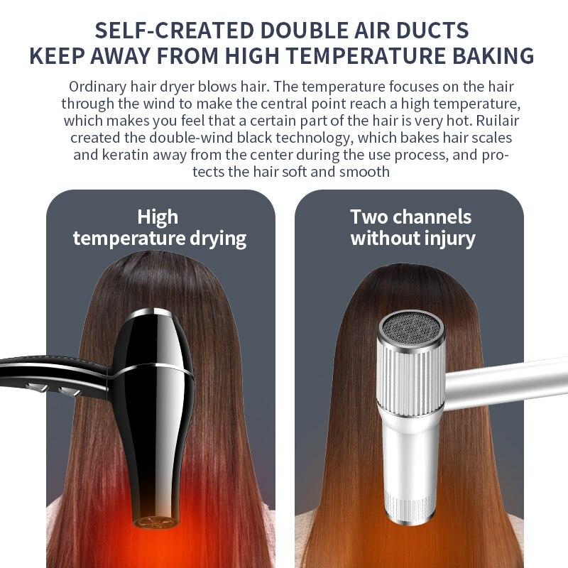Secador de pelo profesional de salón de viento fuerte, secado