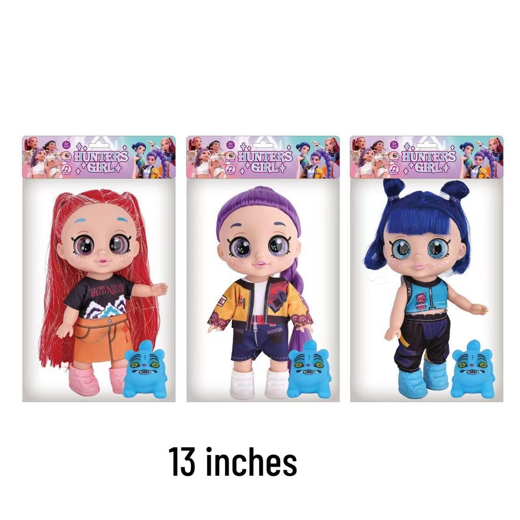 10-13 Inch 5-joint 5D-eyed K-POP Demon Hunter Music Theme Blue Tiger Plush Doll